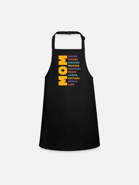 Mom description - Mother's Day Funny Gift - Children's Apron - black - Front
