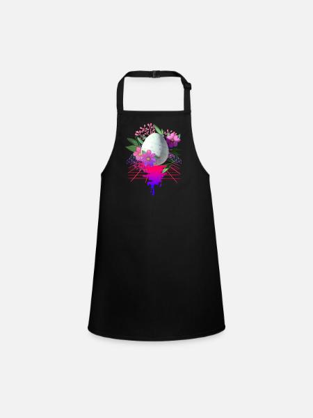 Osterei Blumen Kunst Retro Wave - Schürze für Kinder - Schwarz - Vorne