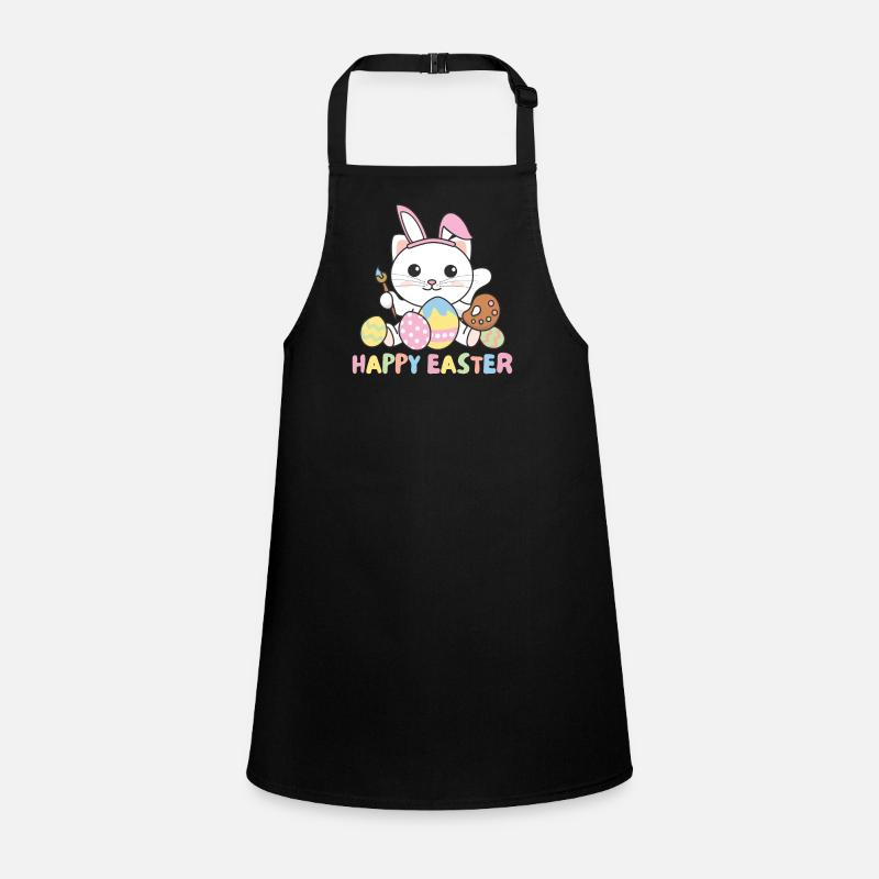 happy easter cute cat Easter with Easter eggs Children's Apron