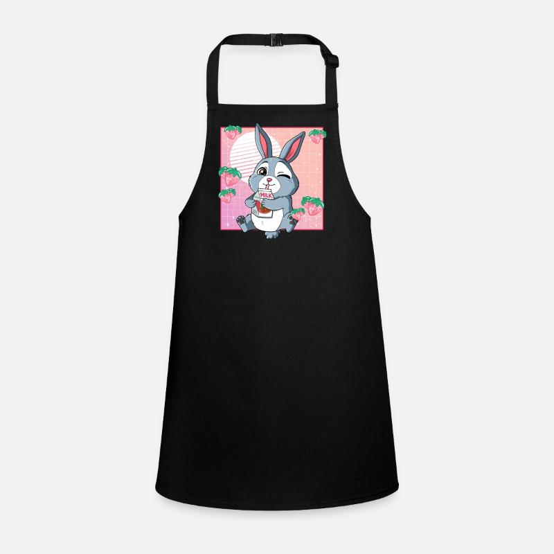 Kawaii Rabbit Strawberry Milk Children's Apron