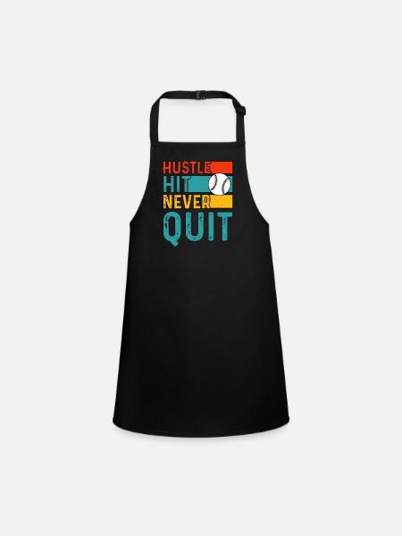 Hustle Hit Never Quit Baseball - Tablier Enfant - noir - Devant