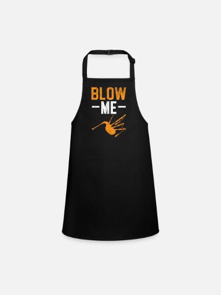 Blow Me Instrument Dudelsack Musiker Dudelsack - Schürze für Kinder - Schwarz - Vorne