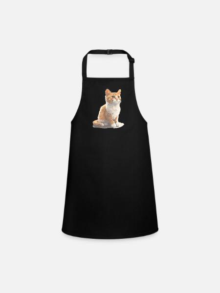 Cat cute cat drawing - Children's Apron - black - Front