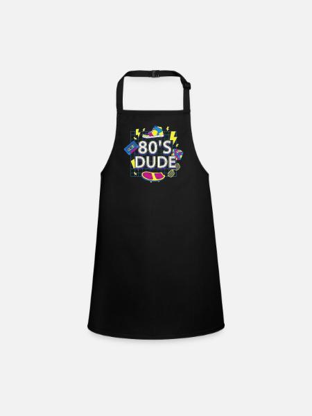 80's Dude Eighties Man - Children's Apron - black - Front