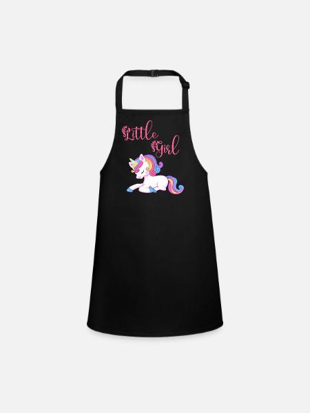 Little girl loves unicorns - Children's Apron - black - Front