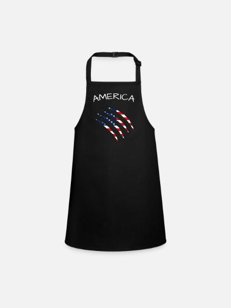 United States of America, USA, America  - Schürze für Kinder - Schwarz - Vorne
