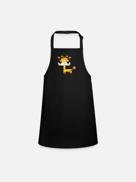 Mignonne girafe kawaii - Tablier Enfant - noir - Devant