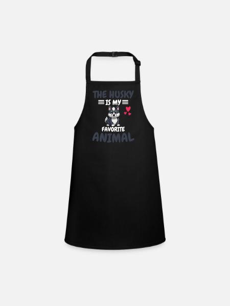 Favorite Animal Dog Lovers Animal Gift Husky - Children's Apron - black - Front