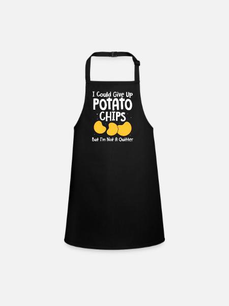 Chips Eating Snacks Candy Gift - Children's Apron - black - Front