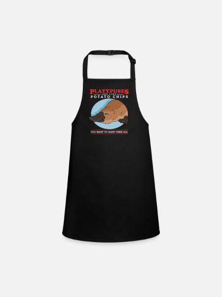 Platypus Platypus Platypus Gift - Children's Apron - black - Front