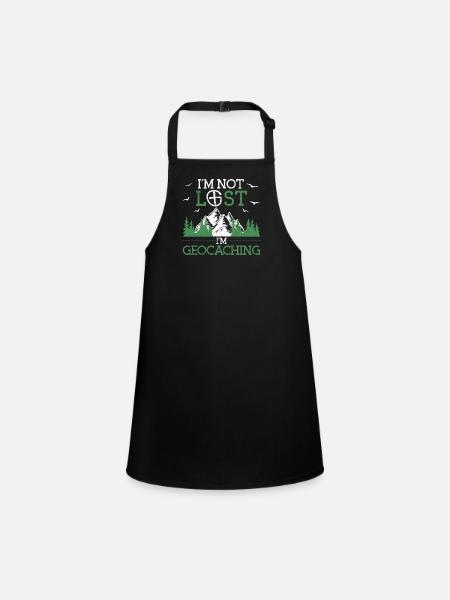 I'm not lost, I'm geocaching geocache - Children's Apron - black - Front
