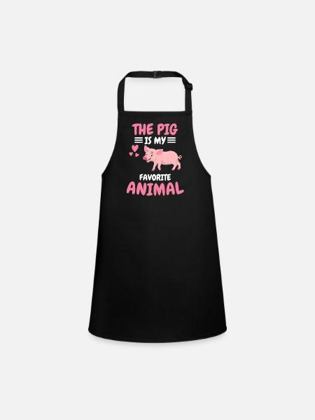Cadeau animal préféré Ferme Animal Pig - Tablier Enfant - noir - Devant