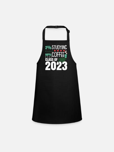Klasse von Kaffee 2023 - Schürze für Kinder - Schwarz - Vorne