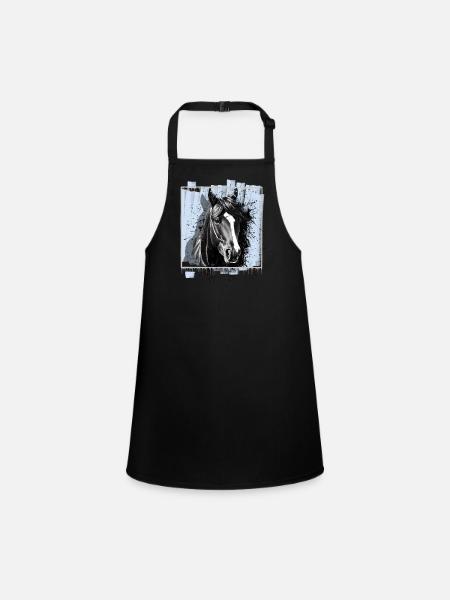 Horse - Children's Apron - black - Front