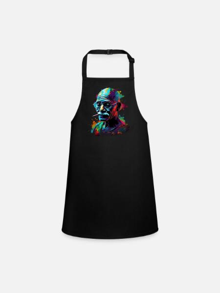 Nobel Peace Prize Laureate Mahatma Gandhi Gift - Children's Apron - black - Front