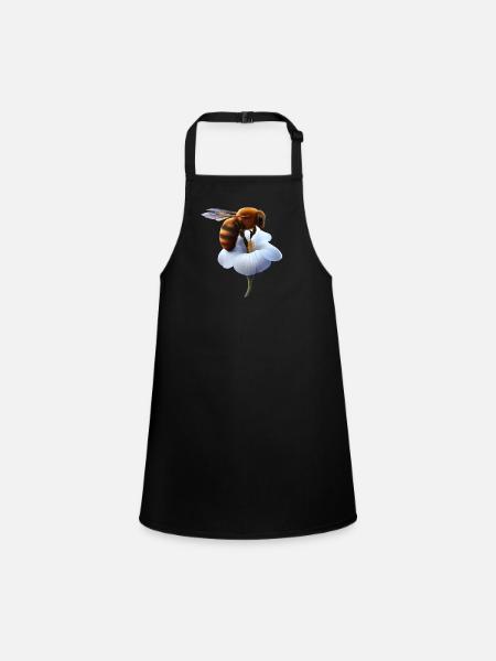 Bee on flower - Children's Apron - black - Front