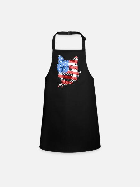 Silky Terrier Silky Terrier Flag - Children's Apron - black - Front