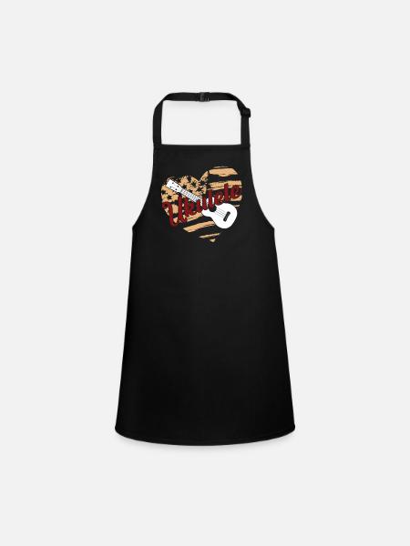 Ukulele Ukulele Flag - Children's Apron - black - Front
