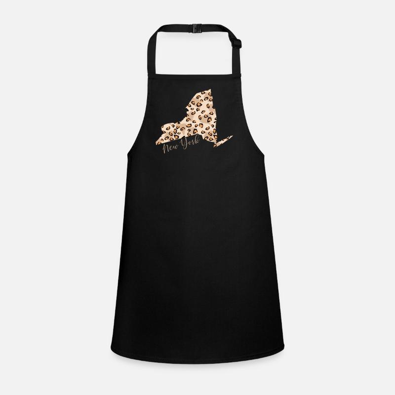 Leopard print map New York State Children's Apron