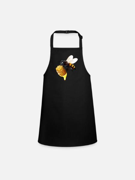 Abeille en nid d’abeille - Tablier Enfant - noir - Devant