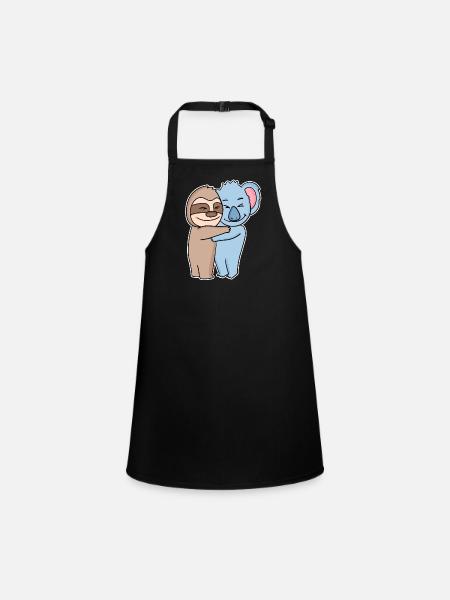 Sloth and koala hugging - hug - Children's Apron - black - Front