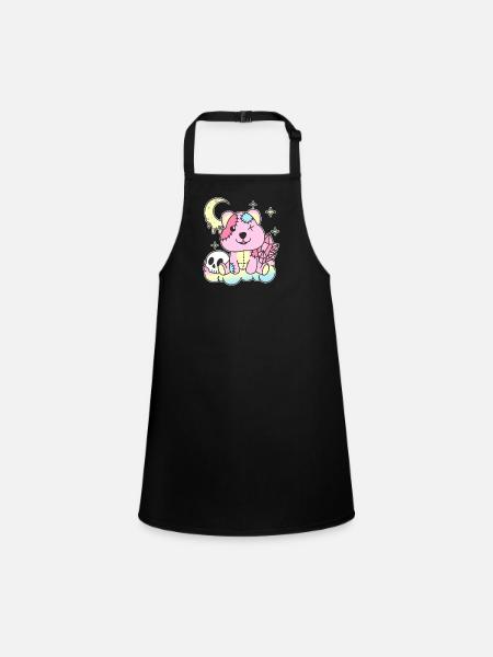 Kawaii Gothic Quokka Pastel Gothic Goth - Children's Apron - black - Front