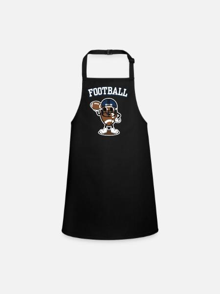 American Football Retro Logo Mascot - Children's Apron - black - Front