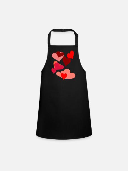 Symbol Herzen Herz Romantik Liebe herzlich - Schürze für Kinder - Schwarz - Vorne