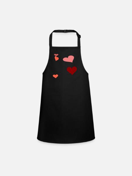 Heart Heart Warm Gift Idea Birthday - Children's Apron - black - Front