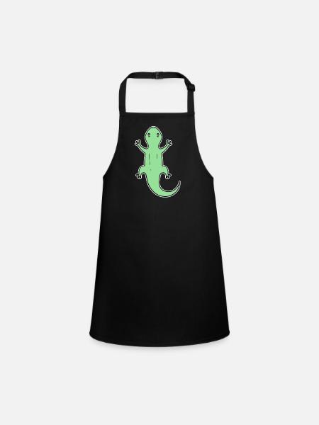 Echsen Echse Grün Reptilien - Schürze für Kinder - Schwarz - Vorne