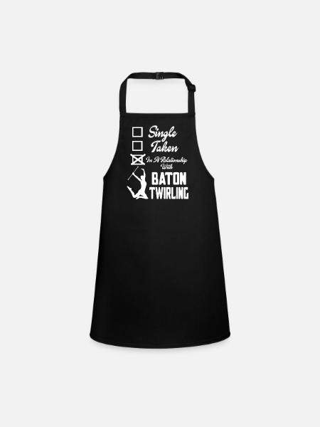 In A Relationship With Baton Twirling - Children's Apron - black - Front
