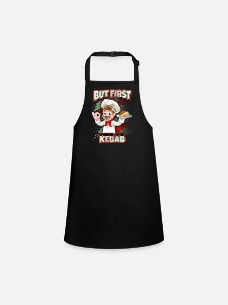 Lustiger Kebab Spruch, Kebab Chef, Döner Kebap - Schürze für Kinder - Schwarz - Vorne