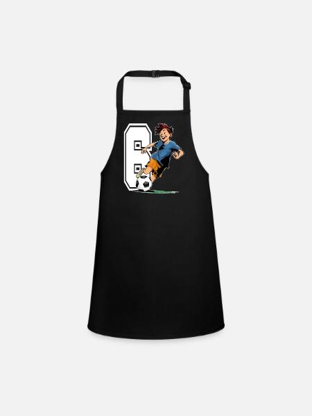 6 Year Old Footballer & Soccer Children's Birthday Party - Children's Apron - black - Front