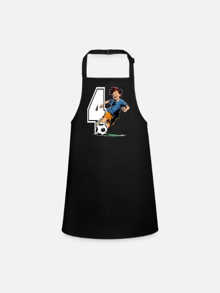 4 Year Old Footballer & Soccer Children's Birthday Party - Children's Apron - black - Front