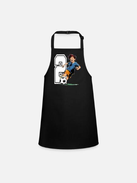 2 Year Old Footballer & Soccer Children's Birthday Party - Children's Apron - black - Front