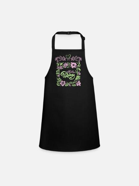 Spring, Saying Welcome-Spring, Typography - Children's Apron - black - Front