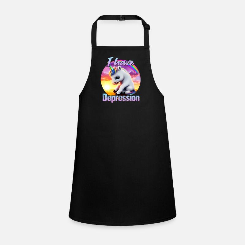 Depressed unicorn in sunset Children's Apron