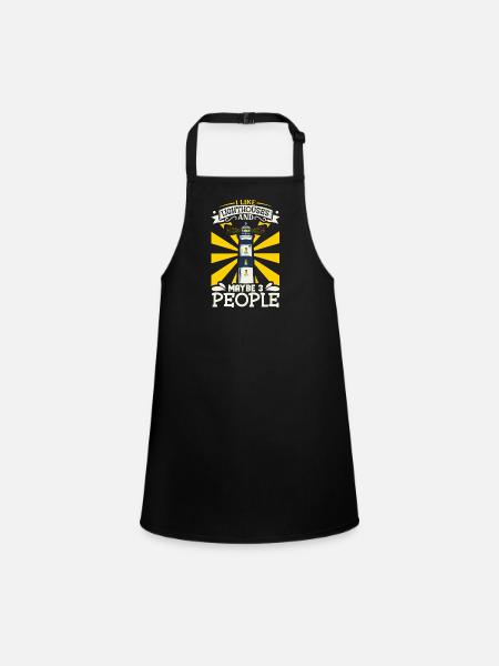 Lighthouse Seaside Nautical I Love Lighthouse - Children's Apron - black - Front