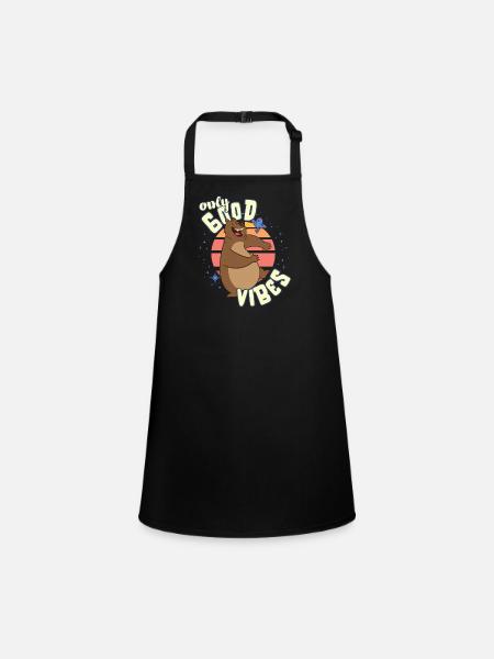Only Good Vibes: Good Life Cartoon Bär Tanzen - Children's Apron - black - Front