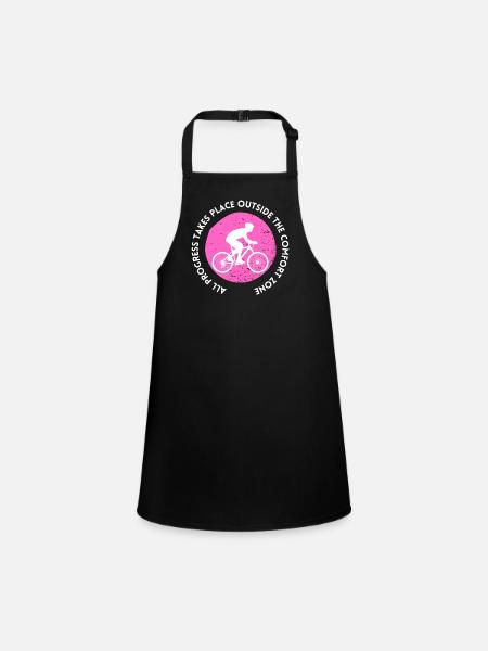 MTB Road Bike Cyclist Leave your comfort zone - Children's Apron - black - Front