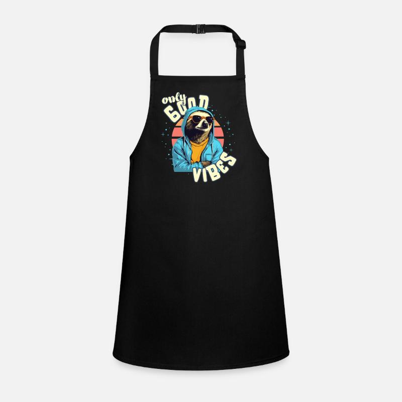 Only Good Vibes: Good Life Sloth with Jacket - Children's Apron - black