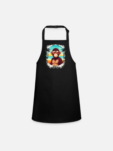 Beach Breeze and Monkey Ease: Cool Summer Fun - Children's Apron - black - Front
