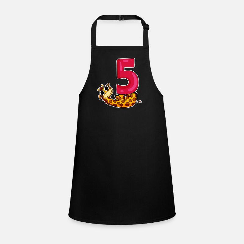 5 Birthday Motif Giraffe - Five Years Old Children's Apron