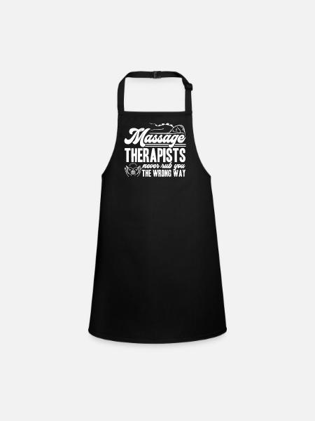 Massage Therapist Never Rub Wrong Way - Children's Apron - black - Front