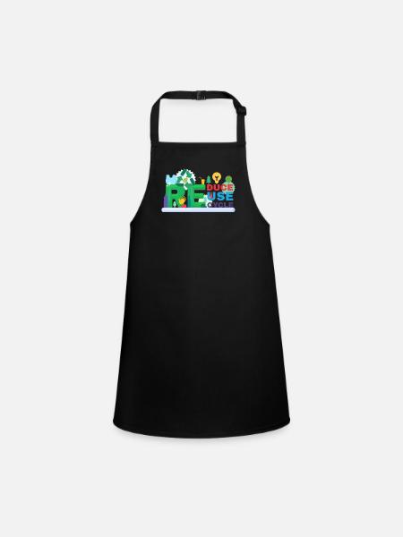 Recycle Réutiliser Renew Rethink Wind Turbine - Wind - Tablier Enfant - noir - Devant