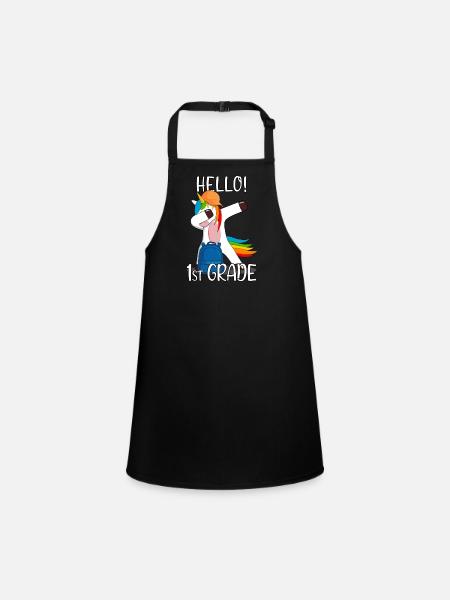 1st Grade First Grader Elementary School Unicorn - Children's Apron - black - Front