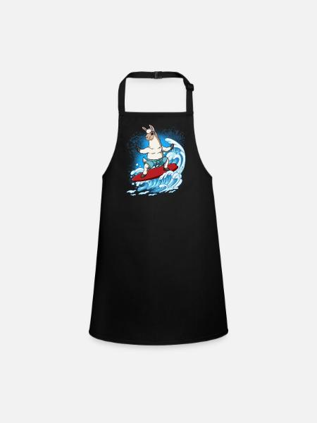 Wave surfers Surfers Surfers - Children's Apron - black - Front