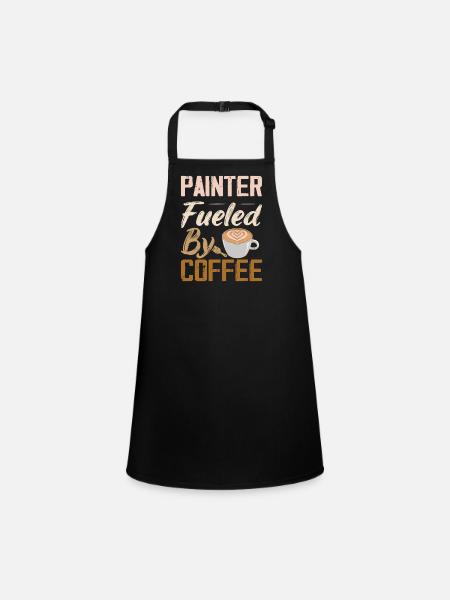 Painter Fueled By Coffee Job Profession - Children's Apron - black - Front