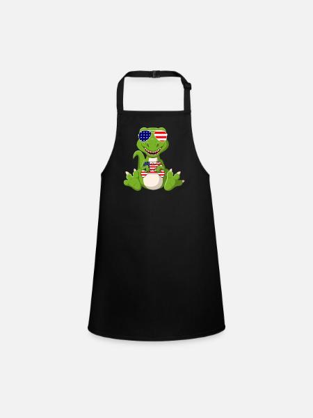 4. Juli Dinasour Gamer Merica - Schürze für Kinder - Schwarz - Vorne