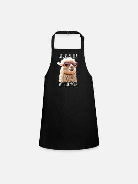 Alpaca Life Is Better With Alpacas Lama Alpacas - Children's Apron - black - Front